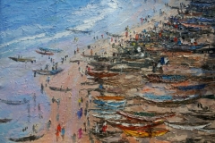 beach scene oil on canvas 50x100cm 2014
